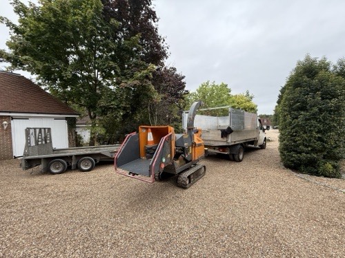 Equipment on driveway